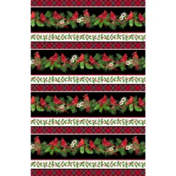 Cardinal Christmas 25479-99 Border Stripe By Deborah Edwards From Northcott Fabrics