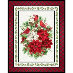 Cardinal Christmas DP25476-10 Panel By Deborah Edwards From Northcott Fabrics