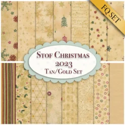 Stof Christmas 2023 - 15 FQ Set Tan/Gold By Stof Fabrics -Fabric Hub Christmas Store pid 140670 stof tangold fqset