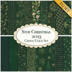 Stof Christmas 2023 - 17 FQ Set Green/Gold By Stof Fabrics -Fabric Hub Christmas Store pid 140681 stof greengold fqset