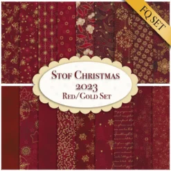 Stof Christmas 2023 - 18 FQ Set Red/Gold By Stof Fabrics -Fabric Hub Christmas Store pid 140684 stof redgold fqset