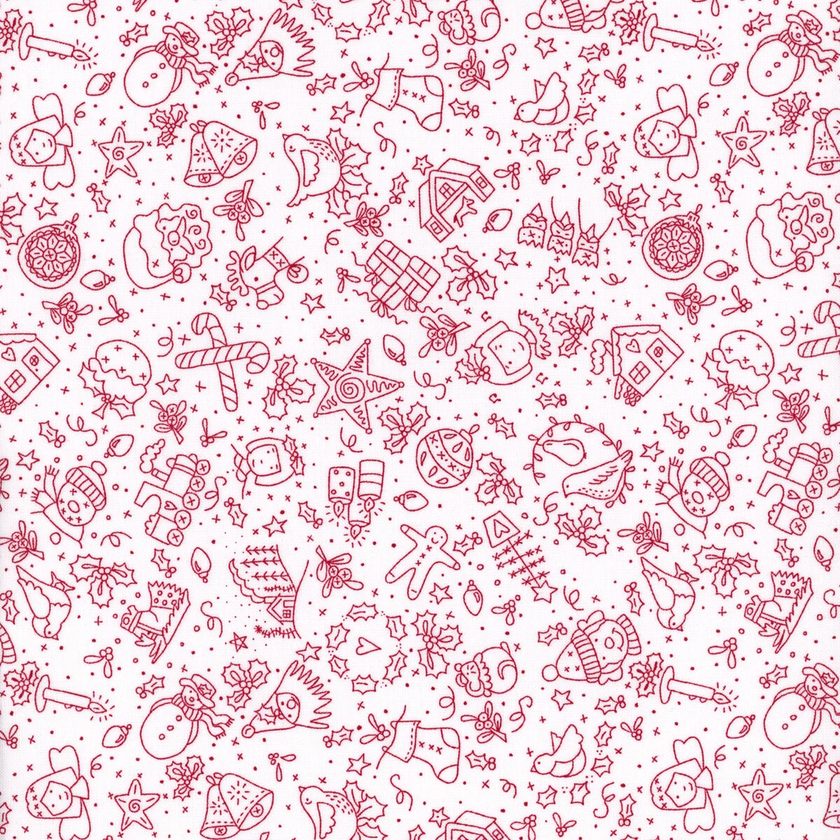 Redwork Christmas 843-08 Cream By Mandy Shaw For Henry Glass 3 Redwork Christmas 843-08 Cream By Mandy Shaw For Henry Glass