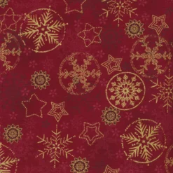 Stof Christmas - Frosty Snowflake 4590-400 Red/Gold By Stof Fabrics REM