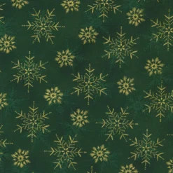 Stof Christmas - Frosty Snowflake 4590-802 Green/Gold By Stof Fabrics