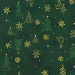 Stof Christmas - Frosty Snowflake 4590-803 Green/Gold By Stof Fabrics