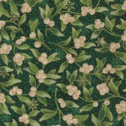 Stof Christmas - Twinkle 4590-002 Dark Green Mistletoe By Stof Fabrics