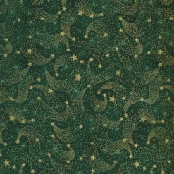 Stof Christmas - Twinkle 4590-006 Green Shooting Star By Stof Fabrics