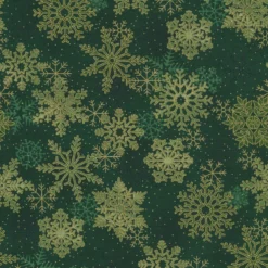 Stof Christmas - Twinkle 4590-018 Dark Green Snowflakes By Stof Fabrics