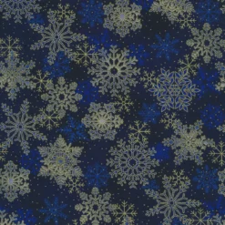 Stof Christmas - Twinkle 4590-020 Dark Blue Snowflakes By Stof Fabrics REM
