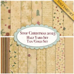 Stof Christmas 2023 - 15 Half Yard Set Tan/Gold By Stof Fabrics -Fabric Hub Christmas Store pid 146415 stof tangold 1 2ydset