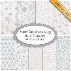 Stof Christmas 2023 - 9 Half Yard Set White/Silver By Stof Fabrics -Fabric Hub Christmas Store pid 146426 stof whitesilver 1 22ydset