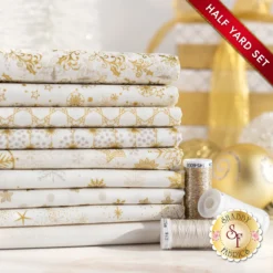 Stof Christmas 2023 - 9 Half Yard Set Cream/Gold By Stof Fabrics