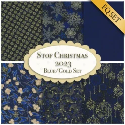 Stof Christmas 2023 - 6 FQ Set Blue/Gold By Stof Fabrics -Fabric Hub Christmas Store pid 147092 stof drkbluegold fqset