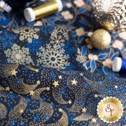 Stof Christmas 2023 - 6 FQ Set Blue/Gold By Stof Fabrics -Fabric Hub Christmas Store pid 147092 stofchristmas2023 darkbluegold secondaryimage 2