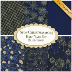 Stof Christmas 2023 - 6 Half Yard Set Blue/Gold By Stof Fabrics -Fabric Hub Christmas Store pid 147094 stof drkbluegold 1 2ydset